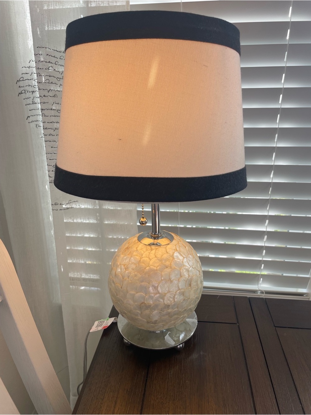 Pearlescent Shells Table Lamp ( shade not included) appx 13” see photo